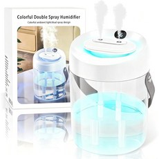 Iucpss Humidifier for Bedroom 25dB Cool Mist Humidifier for Home 2L Top Fill Tank Humidifiers fo, A15-Double Nozzle
