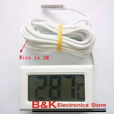 온도 측정기 미니 디지털 LCD 편리한 센서 습도 측정기 실내 습도계 휴대용 게이지 냉장고 온도계 와이어 2M, 2) FY10-2M-White