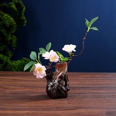 瓷樹根幹冰小壺 意境擺件, 粉色(可放幹冰)