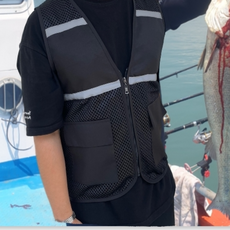 작업용 안전조끼 망사 반사띠 블랙 105