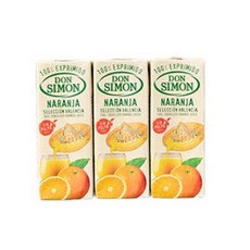 돈시몬 생과일 착즙 100% 오렌지주스, 200ml, 3개