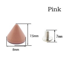 가죽 공예 휴대폰 케이스 장식 액세서리 의류 리벳 8mm x 7 5mm 콘 컬러 스터드 18 가지 색상 제공 5 세트, 8x7 5mm 5Set, Pink