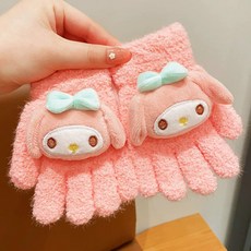 兒童三麗歐手套女童秋冬季新款庫洛米五指套加絨保暖禦寒分指手套