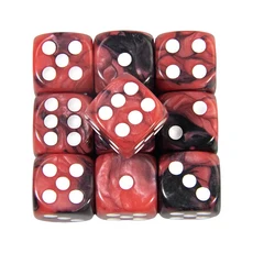 6면 주사위 세트 컬러 라운드 코너 큐브 PRG 파티 놀이 보드 교육 수학 16mm 10 개, 09 red black
