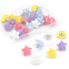 해외 Ksheria 스타 푸시 핀 장식용 압정 게시판 코르크 보드 벽 및 사무실 칸막이를 위한 귀여운 30개 가정 학교용으로 이상적인 책상 액세서리루미너스 미국매장정품+ 189, 야광 별.