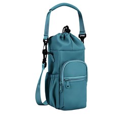 이중지퍼 보온보냉 텀블러 크로스백 물병 가방, 1개, 블루그린