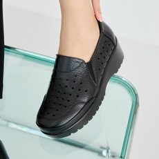 제이슈 천연소가죽 세트 통굽 펀칭 컴포트 슬립온 5cm