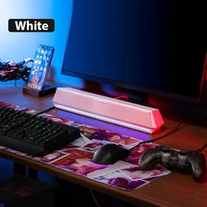 Edifier G1500 바 데스크 사운드바 컴퓨터 스피커 7.1 Bluetooth 5.3 + USB-A 연결 마이크가 있는 RGB 조명, 01 빠른  Mainland, 02 White