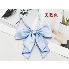 學院風領結 摺疊款式 燕尾大羽根設計 純色亮面 黑色酒紅色 女用領花 正式場合配件 畢業季服飾+天藍色+均碼
