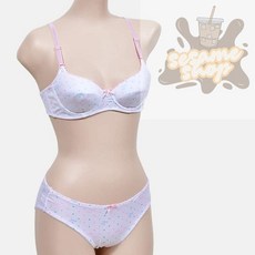 참깨샵 패턴 입체설계 3단계 A컵 주니어 브라팬티세트 중학생브라