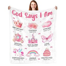 [ 938339 ] CIUGOIG 소녀를 위한 기독교 선물 하나님께서 말씀하시기를 나는 공주입니다 담요 127 x 152.4cm(50 60인치) 공주 애호가 성경 구절 담요