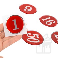 원형 에폭시 번호판 48mm 레드 빨간색번호판, 1개, 50