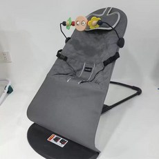 嬰兒搖椅哄娃神器 寶寶搖籃搖牀摺疊款菱形布面哄娃神器搖搖椅, 灰色帶玩具架