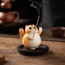 貓咪造型香插擺件 療癒可愛室內香薰裝飾, 1個