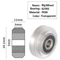 풀리 부품 UILDS 625RS 5MM 프린터 폴리카보네이트 CNC OPE 슬롯 3D 투명 625ZZ, [03] 12 PCS, Big Wh l with 625RS