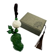 더블슬릿 금전운 재물운 행운 연꽃 옥 비휴 키링 열쇠고리, 에메랄드그린, 1개