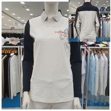 디즈니골프 여성용 FW가을 소매배색 카라티셔츠 DN3LTS002IV_GN