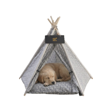 윌리펫 반려동물 고급 원목 하우스 강아지 텐트, 1개, 헤링본그레이