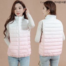 CuteQueen 귀여운여왕 얇은 차이나넥 패딩 베스트 이너에 그라데이션 입기