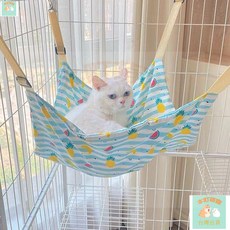 本町萌寵 台灣出貨 猫咪懸掛吊床籠子掛鉤式秋千猫床四季通用可調節雙面透氣四季通用, 牛津吊床不粘毛（顏色隨機發）,L（60*50釐米）, 1個