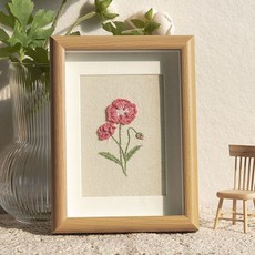 手工DIY刺繡材料包 法式刺繡diy情侶禮物 立體花擺件畫框裝飾畫, 1個, 【虞美人】+長繡棚+相框