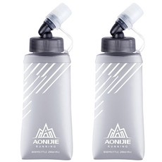 Azarxis Soft Flask 접이식 TPU 러닝 물병 휴대용 BPA 프리 250ml 350ml 500ml 600ml 하이드레이션 조끼 팩 트레일 하이킹 사이클링 클라이밍용, 그레이 250ml / 8.4온스 - 2팩