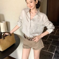투니스 여성 무드 루즈핏 단색 긴소매 셔츠