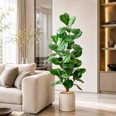 居家綠植1.7公尺琴葉榕室內大型仿真植栽（贈送花盆）, 1個
