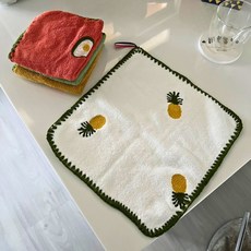 BAGEL蓓果 可掛式擦手巾 立體刺繡 抹布 吸水親膚 珊瑚絨 吸水清潔布 兒童毛巾 造型擦手巾 多色可愛, 15個, 珍珠白, 1個裝