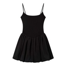 梨卡 女裝 芭蕾舞風 吊帶蓬蓬裙 內搭連身裙, 黑色,S-現貨馬上出貨