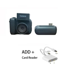 카메라 HD Y4000 휴대용 레트로 컴팩트 캠코더 마이크로 TF 카드 지원, 01 Add 8G Card, 03 Black  Add Reader