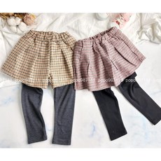 優雅學院風假兩件千鳥紋短褲 秋冬 女童內搭長褲 內搭褲裙 兒童褲中裙 女童長褲
