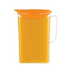 LOCK 락nLOCK 락 손잡이가 달린 아쿠아 냉장고 도어 물통 BPA 프리 플라스틱 피처 플립 탑 뚜껑 포함 차와 주스를 만들기에 적합 1.8L(2쿼트) 아이보리 1, 64 Ounces, 주황색