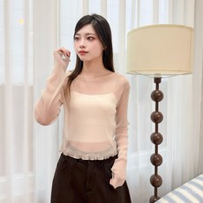 FW美衣 透感閃紗短版上衣 薄紗透紗 內搭 女生女裝 W0097-1