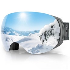Findway 여성 및 남성용 스키 고글 프로 - 100% UV 400 보호 교체 가능한 렌즈 김 서림 방지 안경 스노보드 고글, A2-그레이 프레임 실버 렌즈 Vlt 12%, 1개
