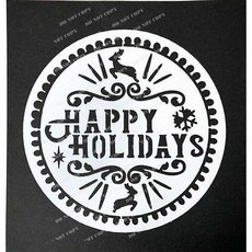 HAPPY HOLIDAYS 鏤空模板 蝶古巴特diy 繪畫塗鴉模版, 1個, ST-CIR-0009