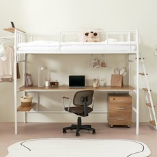 침대책상 성인벙커침대 좁은방 퍼니엘 안젤라 책상침대 멀티싱글 구.북타임책상, 화이트