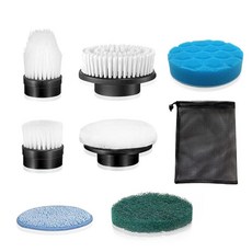 전기 스핀 스크러버 교체 헤드 7 in 1 클리닝 브러시 ANS 8051A 8050 파워 샤워 스크러버의 스크러버용 중유 오염 청소 액세서리 블랙 280871, 전기 스핀 스크러버 교체 헤드 7 in 1 클리닝 브러