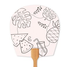 [아이디몬] 그리기 나무부채 14종 동물 식물 도안 밑그림 부채만들기 여름 평부채 손잡이, 10개, 썸머