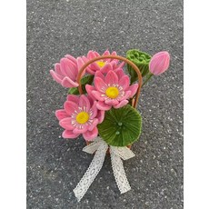모루 꽃만들기 꽃다발 DIY, 연꽃스타일A바구니재료키트, 1개