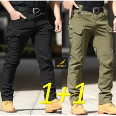 ( 1+1 2벌세트) HIT No.7 HIT No.7 SWAT전술 카고팬츠 오토바이바지 전술복 바지 작업복 캠핑 미해병대 전투복 KGP24IX7, 블랙+카키