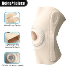 여성 남성을위한 1PCS 얇은 무릎 보호대 슬개골 패드 양측 안정 장치가있는 압축 슬리브 반월상 연골 찢어, 03 L, 01 Beige-1PCS