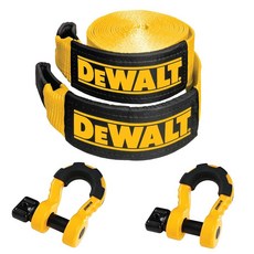 DEWALT DXBC8000-3KIT 튼튼한 복구 키트 1.9cm3/4인치 보우 섀클 및 10.2cm4인치 x 9.1m30피트 견인 스트랩 18.1kg40파운드 브레이크 강도, 보우 섀클 및 견인 스트랩 키트, 1