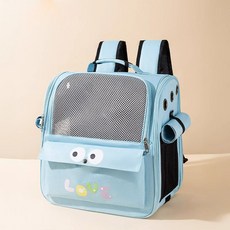 LOTUSNEX 대용량 고양이 이동 가방 투명 우주선 반려동물 캐리어 백 강아지 외출 가방 소형견 겨울 단견 가방 휴대용, 1개, 남색