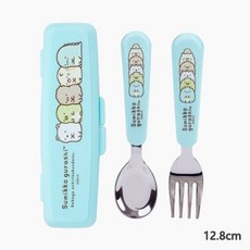 里和 韓國製 角落生物 304不鏽鋼 兒童學習餐具組 (湯匙+叉子+收納盒) 正版授權 輕巧攜帶, 1個, 小盒 湯叉組 藍色, 藍色