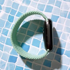 우먼스9999 애플워치 호환가능 7 SE 6 3 2 브레이드 솔로루프 스트랩 38 40 41 42 44 45 mm 호환가능, 피스타치오, 42/44/45mm (L)