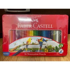 輝柏 Faber-Castell 36色 水性色鉛筆 紅色鐵盒裝 彩鮮明易暈染, 1個