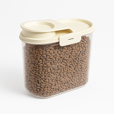 【超值大容量】台灣現貨 寵物飼料桶 真空飼料桶 寵物飼料儲藏桶 大容量飼料桶 寵物零食罐 儲糧桶 飼料食物密封罐, 奶茶色, 1個, 2000ml