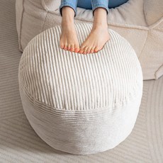 HIGOGOGO 코듀로이 빈백 스툴 50x35cm 네이비 (19.7"D x 19.7"W x 13.8"H), 캐주얼, Corduroy-그레이