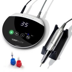 YokeFellow 35000RPM 초고속 네일드릴머신 LED디스플레이 터치컨트롤 큐티클 젤네일 리무버 매니큐어 페디큐어 손발톱관리, 기본 2종 세라믹비트, 1개